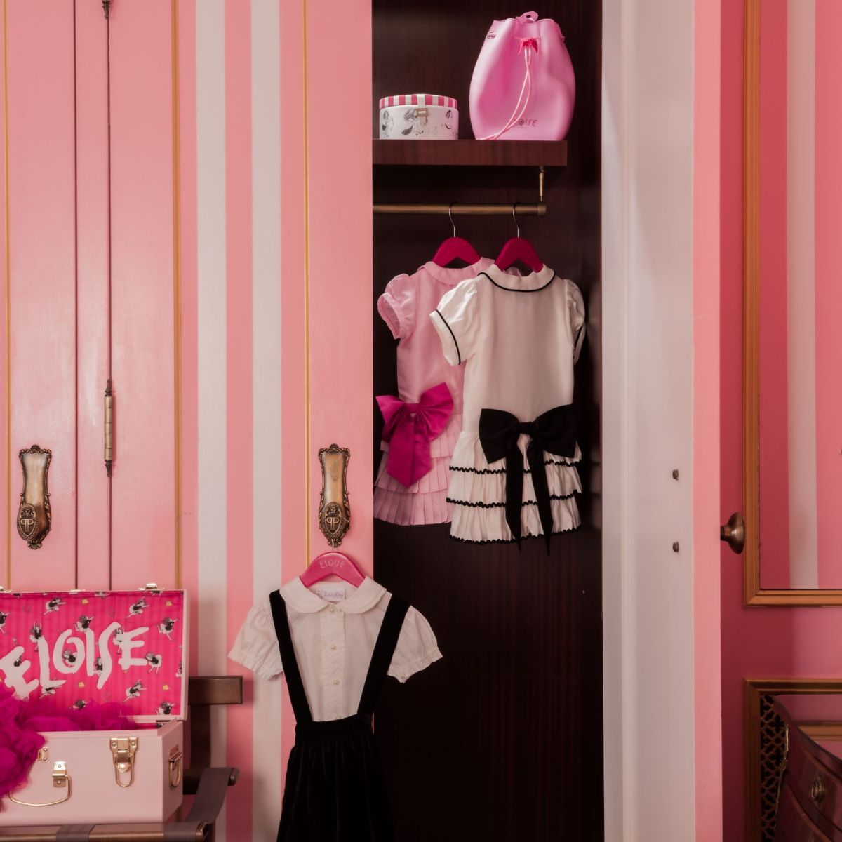 Closet of girl's clothing at The Plaza Hotel